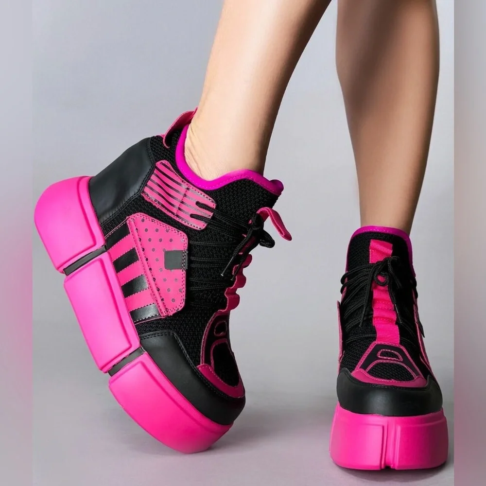 Anthony Wang Fuchsia Cranberry Sneaker Wedge